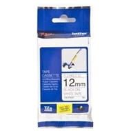 Taśma Brother laminowana elastyczna Flexi ID 12mm x 8m  czarny nadruk /białe tło