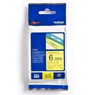 Taśma Brother laminowana 6mm x 8m czarny nadruk / na zółtym tle
