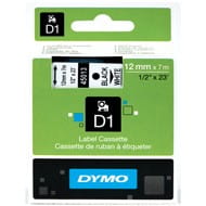 Dymo taśma do drukarek etykiet, D1 45013 | 12mm x 7m | czarny / biały