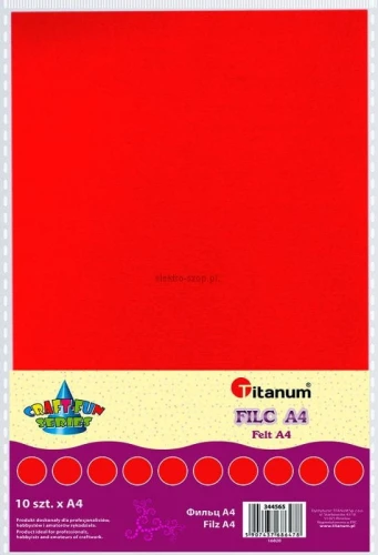 Filc Titanum Craft-Fun Series A4 kolor: czerwony 10 ark. 210 mm x 297 mm (344565)