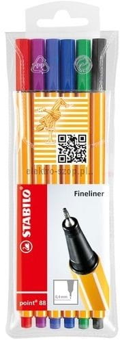 Cienkopis Stabilo, mix 0,4 mm 6kol. (88/6)