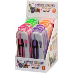 Cyrkiel pojedynczy  2-elementowy kolorowy mix 4 kolorów w displeju