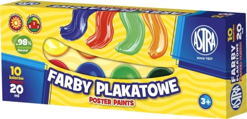 Farby plakatowe Astra kolor: mix 20 ml 10 kol. (301115004)