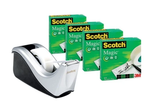 Taśma biurowa Scotch Magic komplet rolek + podajnik 19 mm 33 m (3M-70005258358)