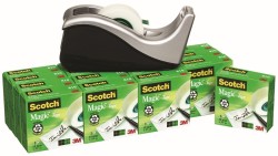 Taśma biurowa Scotch Magic komplet rolek + podajnik 19 mm 33 m (3M-70005258358)
