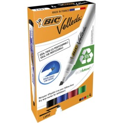 Marker suchościeralny Bic Velleda Ecolutions 1751 komplet 4 szt, mix 3,7-5,5 mm ścięta końcówka (904950)
