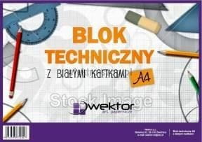 Blok techniczny Wektor A4 biały 160g 10k 210 mm x 297 mm