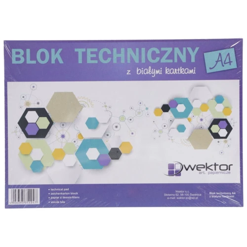 Blok techniczny Wektor A4 biały 160g 10k 210 mm x 297 mm