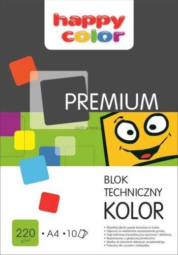 Blok techniczny Happy Color Premium A4 kolorowy 220g 10k 210 mm x 297 mm