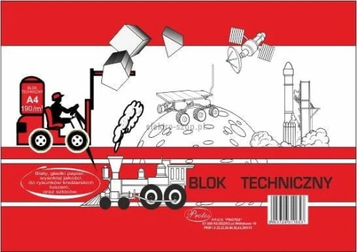 Blok techniczny Protos A4 biały 190g 10k