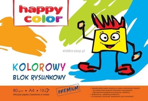 Blok rysunkowy Happy Color Premium A4 kolorowy 80g 15k 210 mm x 297 mm (HA 3708 2030-09)