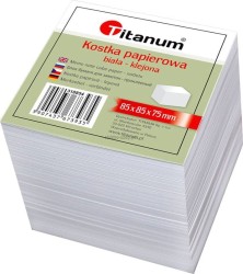 Kostka papierowa Titanum klejona duża - biały 85 mm x 85 mm x 75 mm