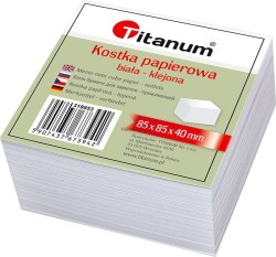 Kostka papierowa Titanum klejona mała - biały 85 mm x 85 mm x 40 mm