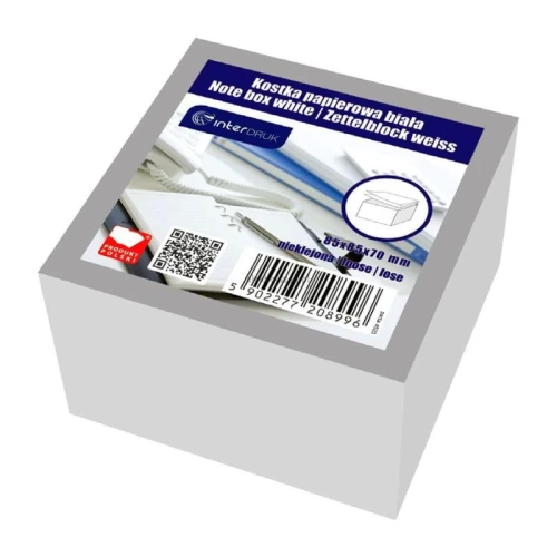 Kostka papierowa Interdruk - biały 85 mm x 85 mm x 70 mm (KOSPAPNK7)
