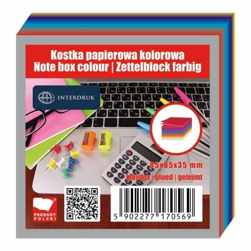 Kostka papierowa Interdruk - mix 85 mm x 85 mm x 35 mm (KOSPAPFK)