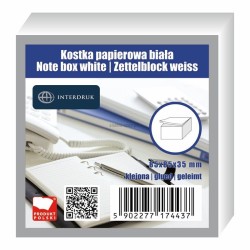 Kostka papierowa Interdruk - biały 85 mm x 85 mm x 35 mm (KOSPAP)