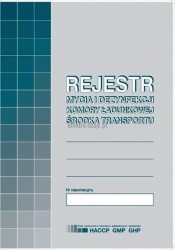 Druk offsetowy Michalczyk i Prokop Rejestr mycia i dezynfekcji komory ładunkowej środka transportu A5 16k. (H-91-3)