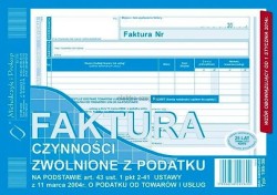 Druk offsetowy Michalczyk i Prokop Faktura czynności zwolnione z podatku A5 80k. (198-3E)