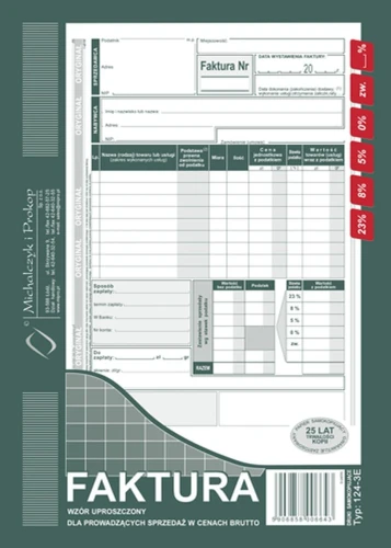 Druk offsetowy Michalczyk i Prokop Faktura VAT brutto A5 80k. (124-3E)