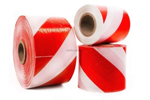 Taśma ostrzegawcza biało-czerwona 80 mm x 100 m