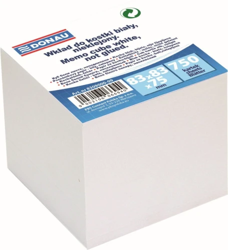 Kostka papierowa Donau - biały 83 mm x 83 mm x 75 mm (8309000-09)