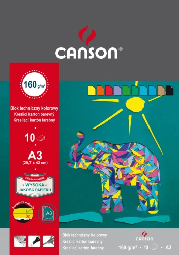 Blok techniczny Canson kolorowy A3 mix 160g 10k 297 mm x 420 mm (400075230)