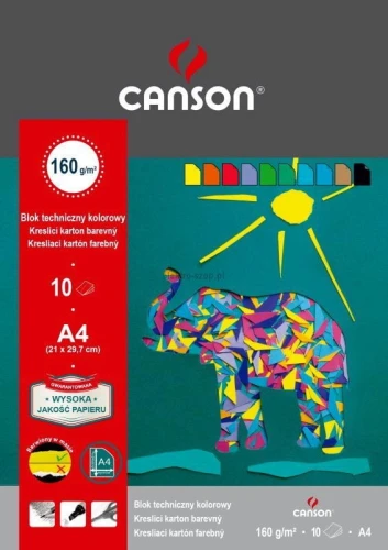 Blok techniczny Canson kolorowy A4 mix 160g 10k 210 mm x 297 mm (400075209)