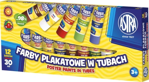 Farby plakatowe Astra kolor: mix 30 ml 12 kol. (83110901)