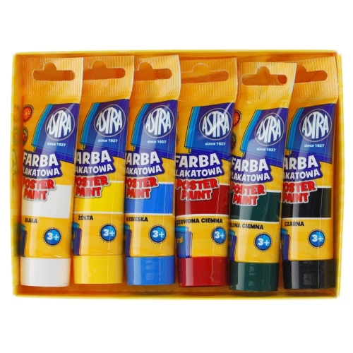 Farby plakatowe Astra w tubach kolor: mix 30 ml 6 kol. (83119900)