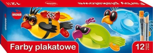 Farby plakatowe Mona kolor: mix 20 ml 12 kol.