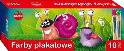 Farby plakatowe Mona kolor: mix 20 ml 10 kol.