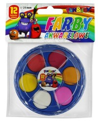 Farby akwarelowe Fun&amp;Joy 12 kol. (FJ-12K21PUD)