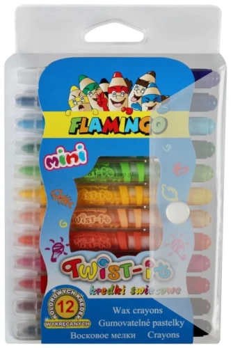 Kredki świecowe Twist-it Mini Flamingo 12 kolorów wykręcane