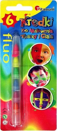 Kredki do malowania twarzy Titanum segmentowe fluo 6 kol.