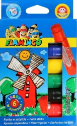 Farby plakatowe Flamingo wykręcane, w sztyfcie kolor: mix 6 kol. (FS6R)