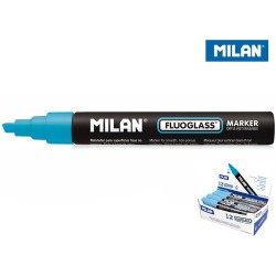 Marker specjalistyczny Milan do szyb fluo, niebieski 2,0-4,0 mm ścięta końcówka (591095201)