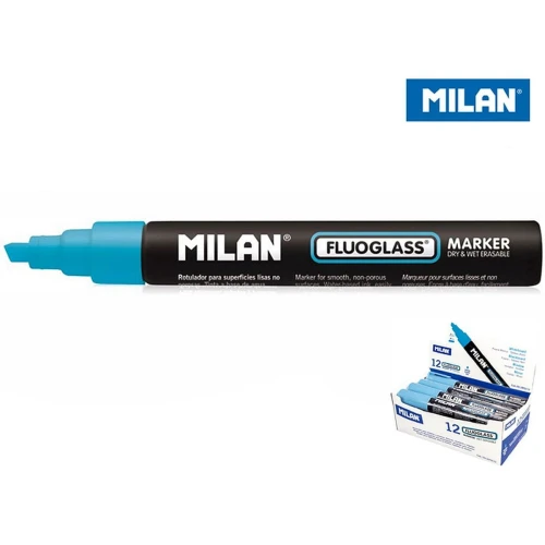 Marker specjalistyczny Milan do szyb fluo, niebieski 2,0-4,0 mm ścięta końcówka (591095201)