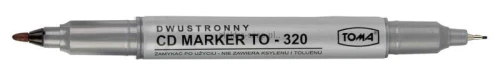 Marker do cd Toma dwustronny, czarny 0,5-0,8 mm (TO-320 3 2)