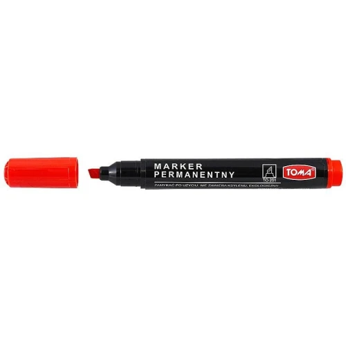 Marker permanentny Toma, czerwony ścięta końcówka