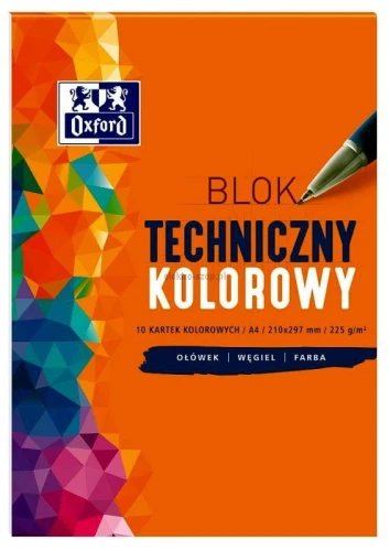 Blok techniczny Oxford Oxford A4 kolorowy 225g 10k (400093230)