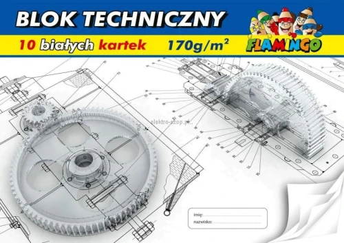 Blok techniczny Flamingo A4 biały 170g 10k 210 mm x 297 mm