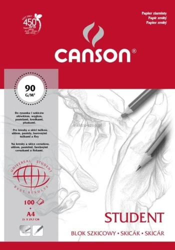 Blok rysunkowy Canson Student A4 biały 90g 100k 210 mm x 297 mm (100554858)