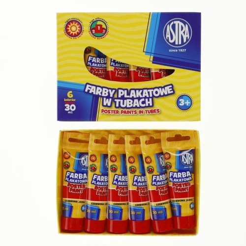 Farby plakatowe Astra kolor: czerwony jasny 30 ml 1 kol.