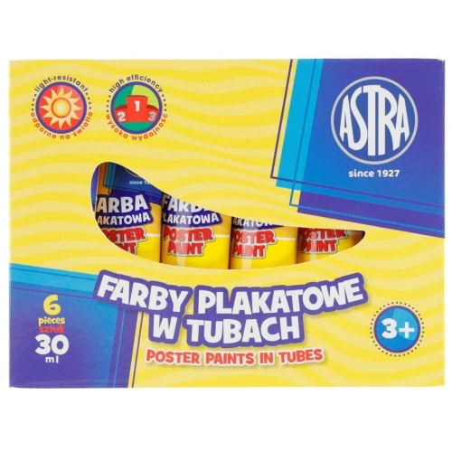 Farby plakatowe Astra kolor: żółty 30 ml 1 kol.