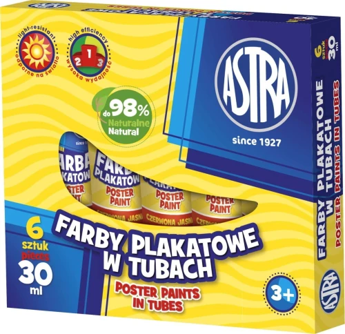 Farby plakatowe Astra kolor: czarny 30 ml 1 kol.