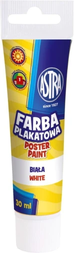 Farby plakatowe Astra w tubie kolor: biały 30 ml 1 kol. (83110904)