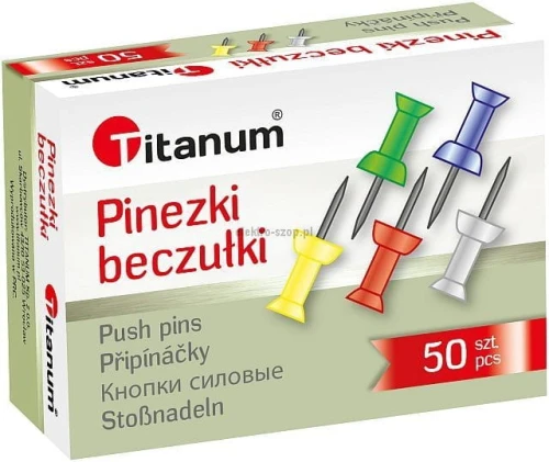 Pinezki beczułki Titanum kolorowe 50 szt.