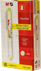 Zakreślacz M&amp;G Fluo-Click automatyczny, żółty 1,0-4,0 mm (AHM27371)