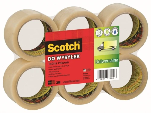 Taśma pakowa Scotch przezroczysta 50 mm 66 m (371)