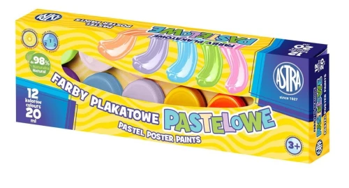 Farby plakatowe Astra pastelowe kolor: mix 20 ml 12 kol. (30118001)